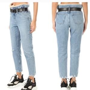 IRO Shearling Fur Trimmed Belted Jeans Size 26